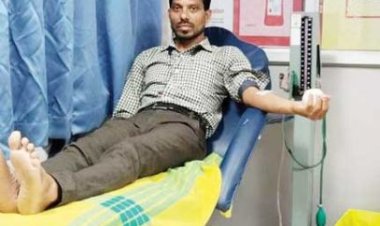 शिक्षक ने किया रक्तदान