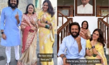 रितेश और जेनेलिया ने डाला वोट, लोगों से की मतदान की अपील