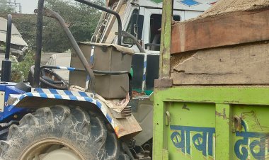 वन विभाग और पुलिस की संयुक्त कार्रवाई:अवैध रेत से भरी एक ट्रैक्टर-ट्रॉली को किया जब्त, एक दिन पहले पथराव की घटना हुई थी