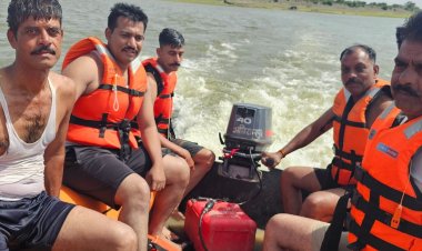 चीलर डेम पर SDRF-होमगार्ड ने की बाढ़ बचाव की मॉकड्रिल:शाजापुर में जवानों ने सिखा CPR देना और बोट चलाना, अंडरवॉटर रेस्क्यू की ली ट्रेनिंग