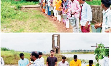 मानव श्रृंखला बनाकर किया सहस्त्र जलधारा अभिषेक