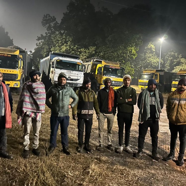 सिंगरौली में झींगुरदा माइंस में 17 मालवाहक जब्त:बिना परमिट और ओवरलोडिंग पर 13 घंटे तक चली कार्रवाई